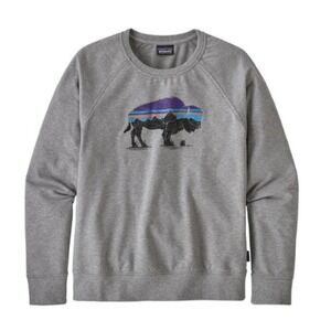 Patagonia W’s Fitz Roy Bison Ahnya Crew Sweatshirt-Drifter Gray M